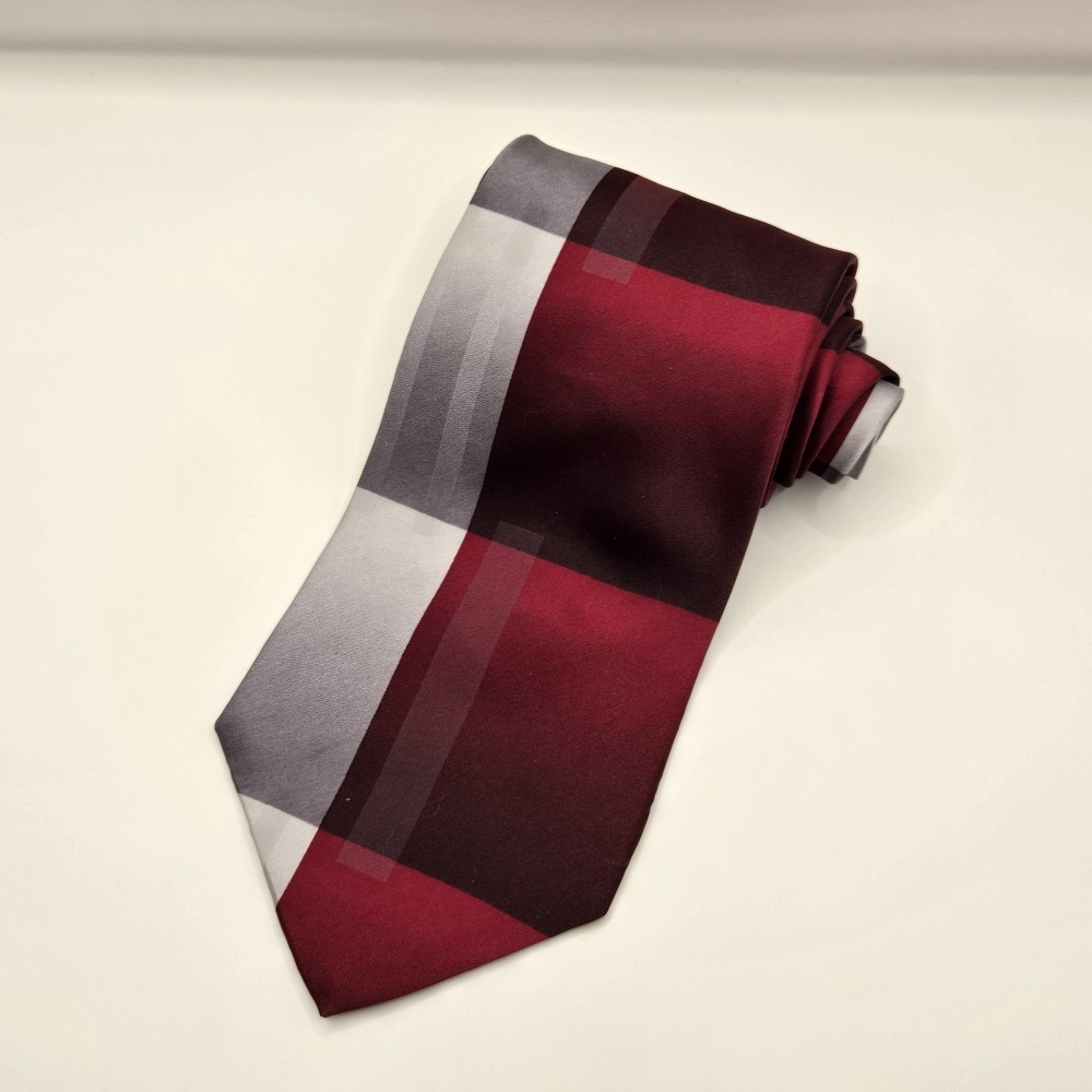 Palatina Mens Red & Gray Silk‎ Tie, 100% Imported Silk